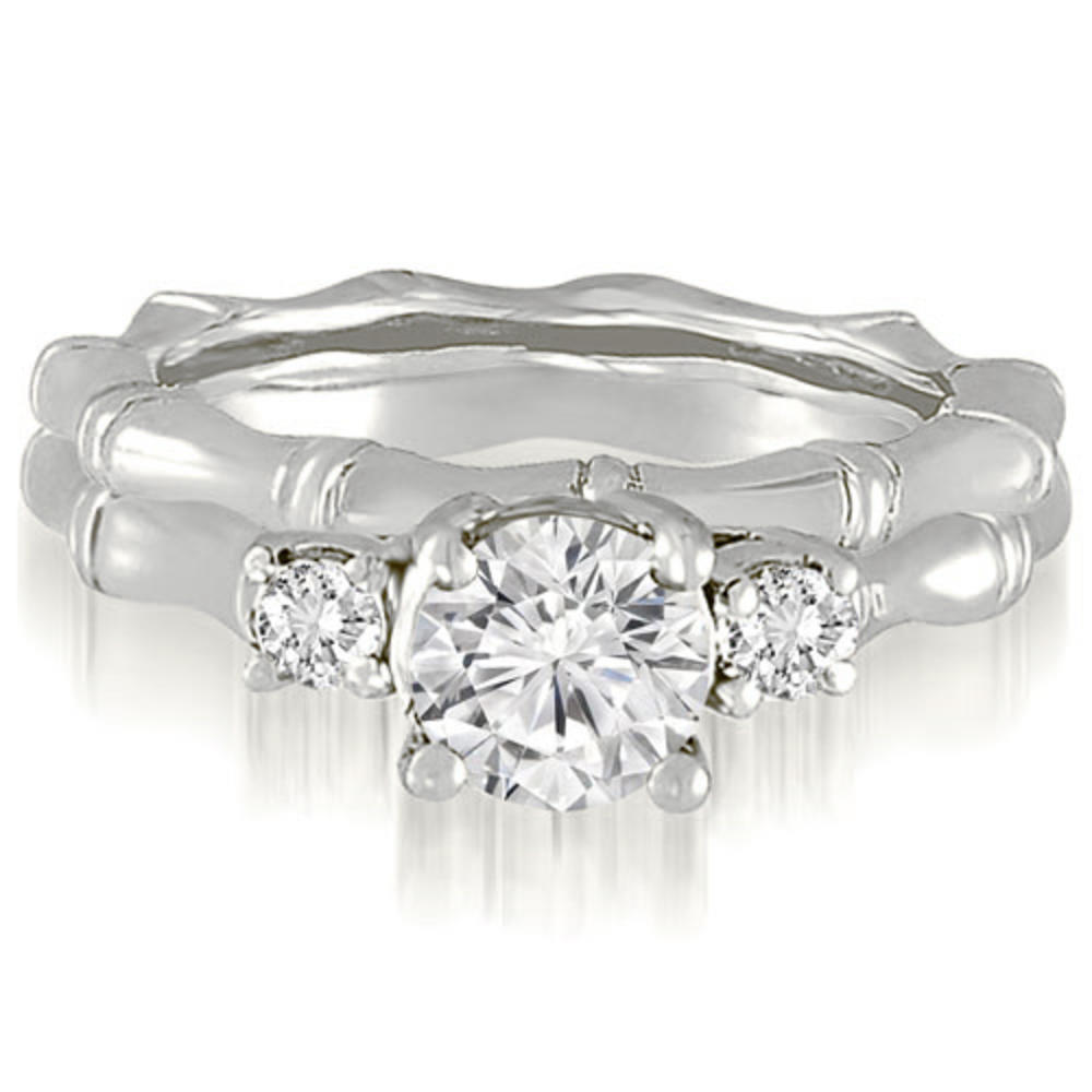 1.25 cttw Round-Cut 14k White Gold Three-Stone Diamond Bridal Set