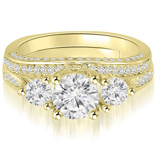 2.14 cttw Round-Cut 18k Yellow Gold Diamond Bridal Set