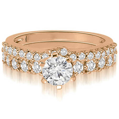 1.35 cttw Round-Cut 14k Rose Gold Diamond Bridal Set