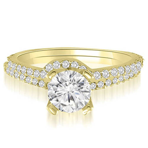 1.07 Cttw. Round Cut 18k Yellow Gold Diamond Bridal Set