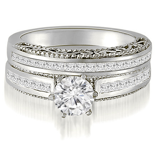 2.62 Cttw Princess Round-Cut 18K White Gold Diamond Bridal Set