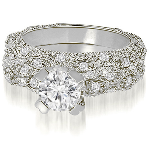 2.11 Cttw Round-Cut 18K White Gold Diamond Bridal Set
