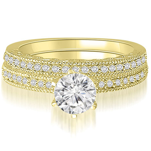 0.70 Cttw Round Cut 14k Yellow Gold Diamond Bridal Set