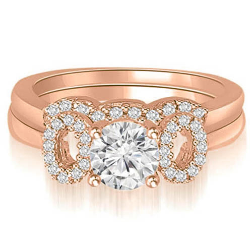 0.70 cttw. 18K Rose Gold Round Cut Diamond Bridal Set (I1, H-I)