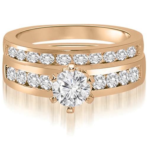 2.55 cttw. 14K Rose Gold Round Cut Diamond Bridal Set (I1, H-I)