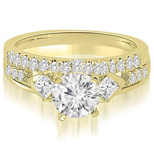 1.07 Cttw Round Cut 18K Yellow Gold Diamond Bridal Set