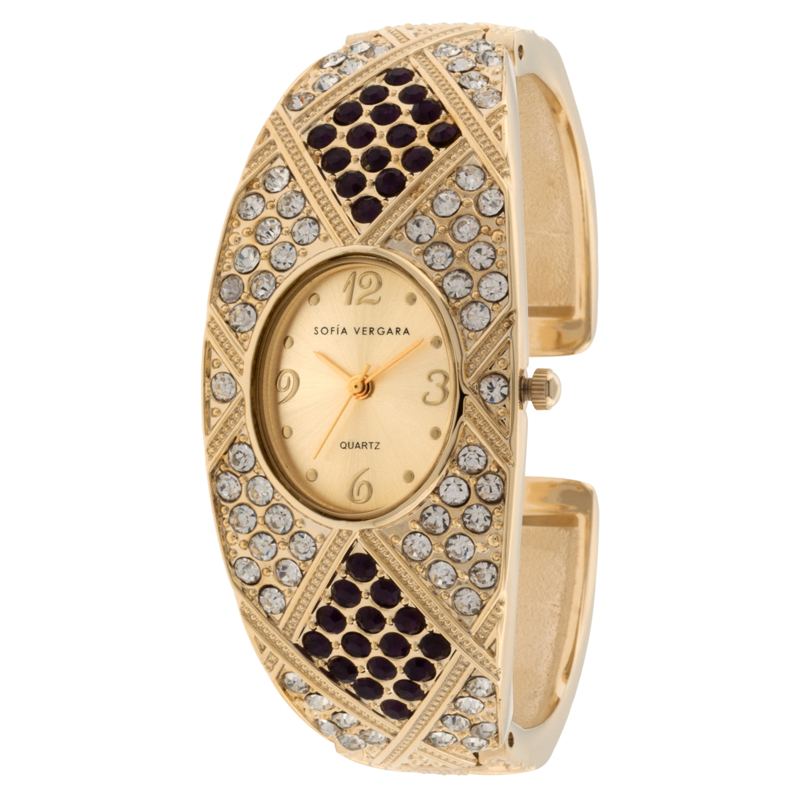 Ladies Gold and Purple Hanging Woven Pattern Watch