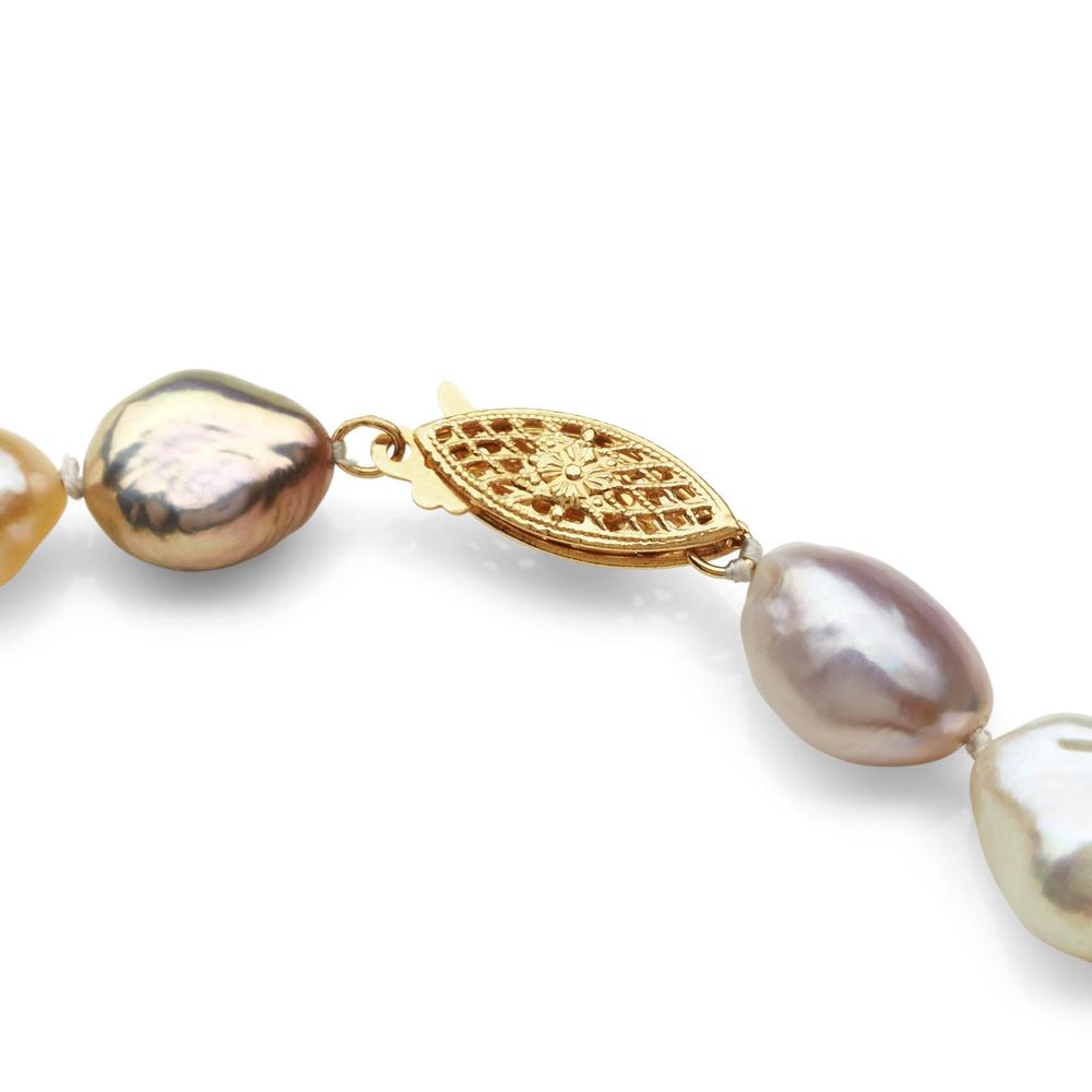 Multicolor Baroque Freshwater Cultured Pearl 14K Gold Bracelet