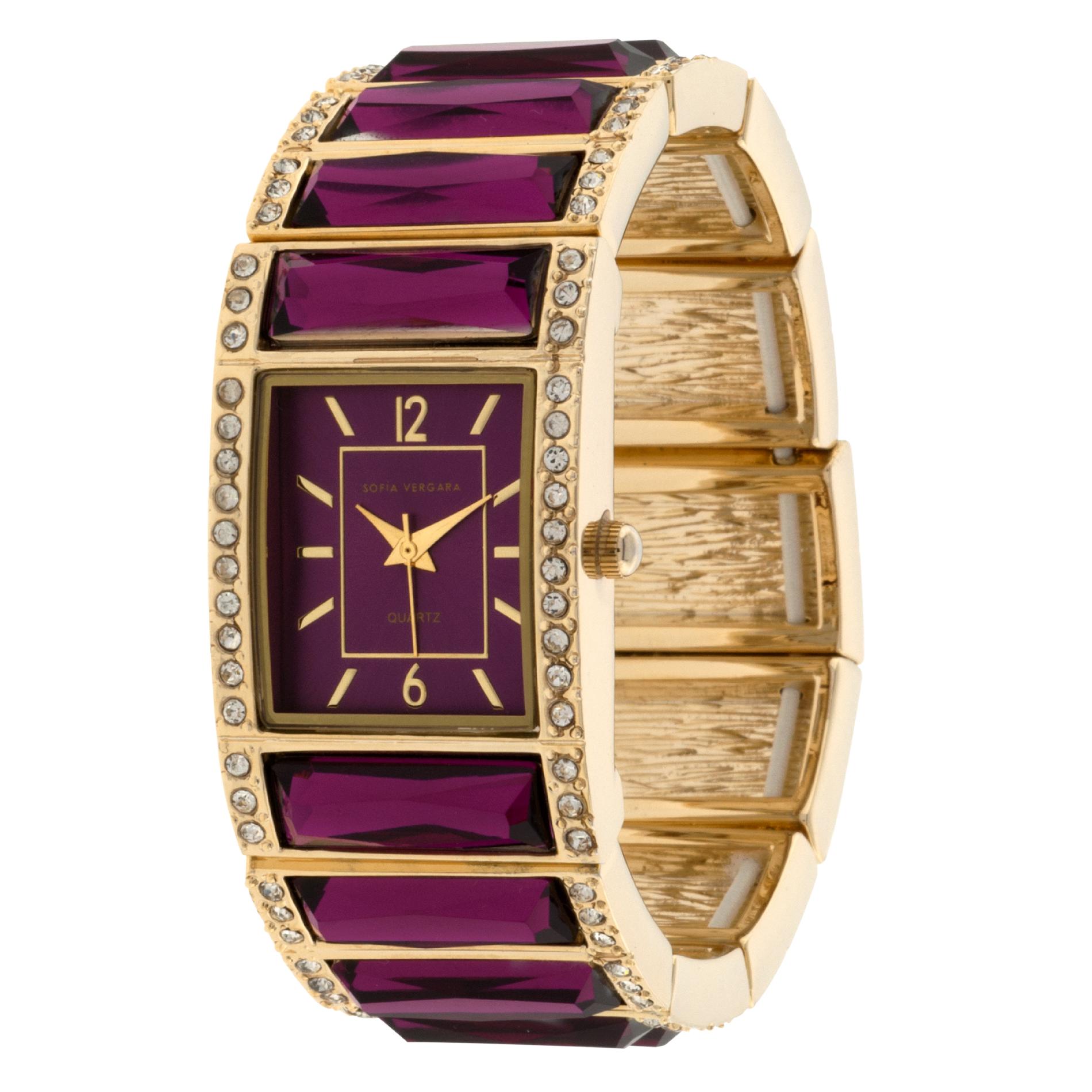 Ladies Purple Stretch Bracelet Watch