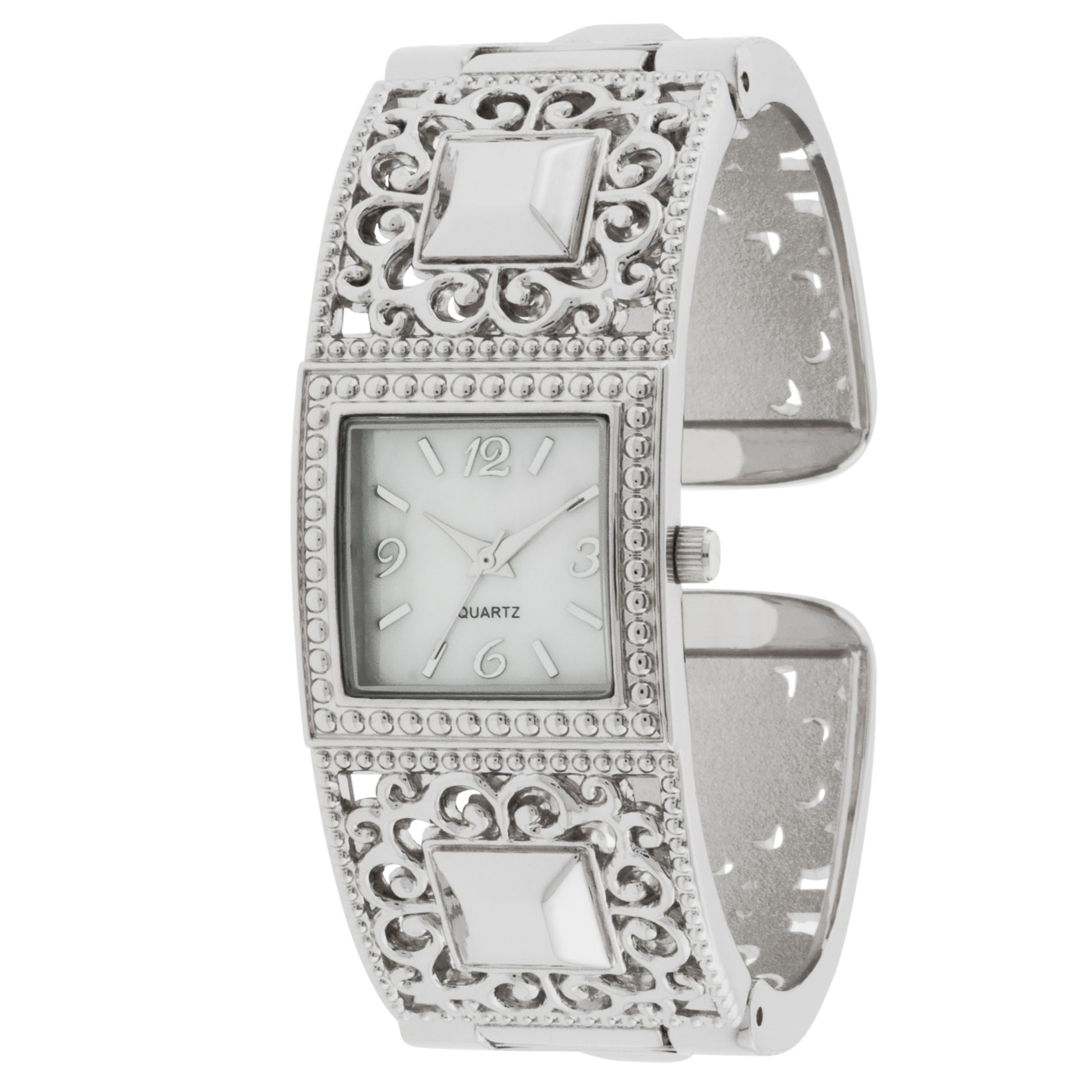 Ladies Silver Pattern Bangle Watch
