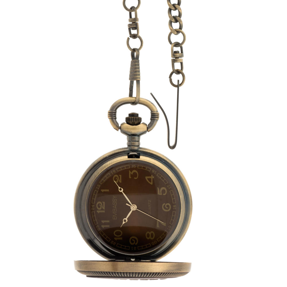 Men's Antique Gold Pocket Watch With Wood Grandpa On Cover