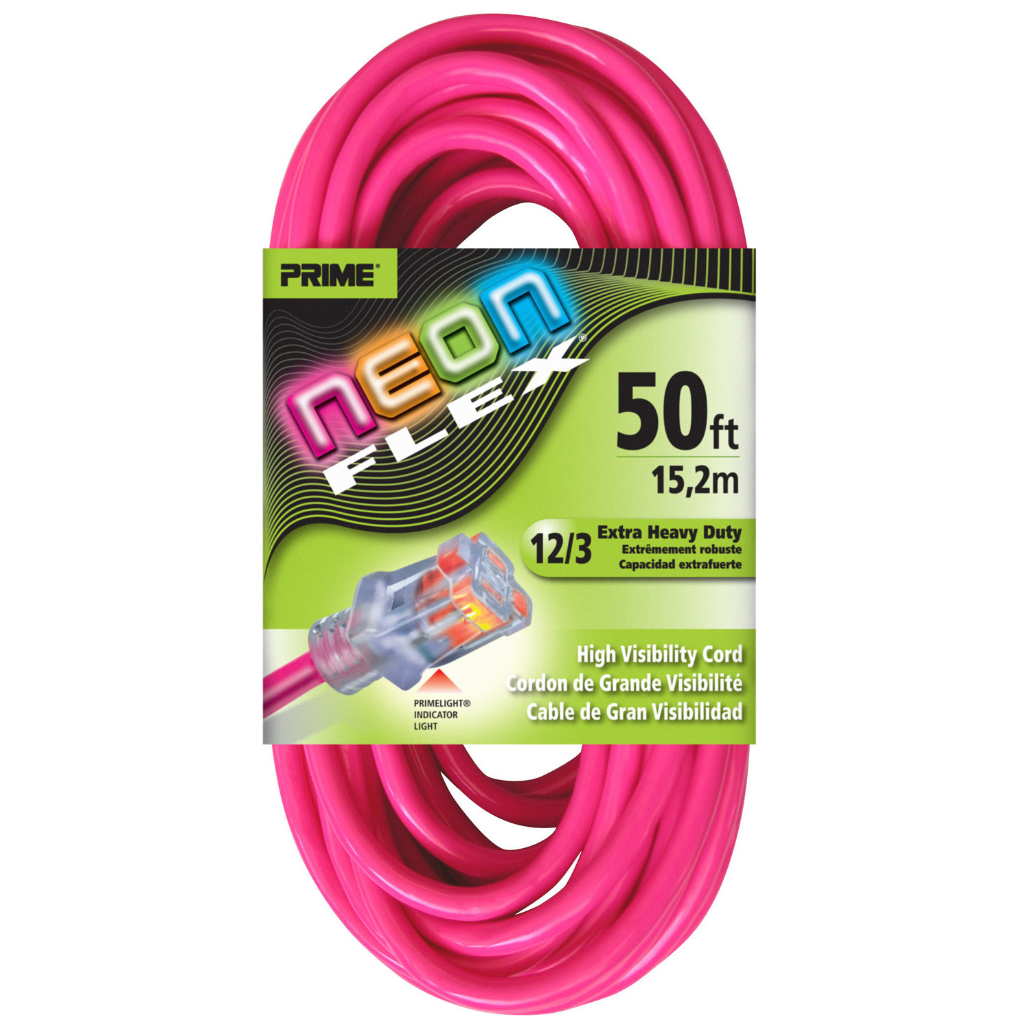 NS513830 50-Foot Neon Flex High Visibility Extension Cord With Indicator Light