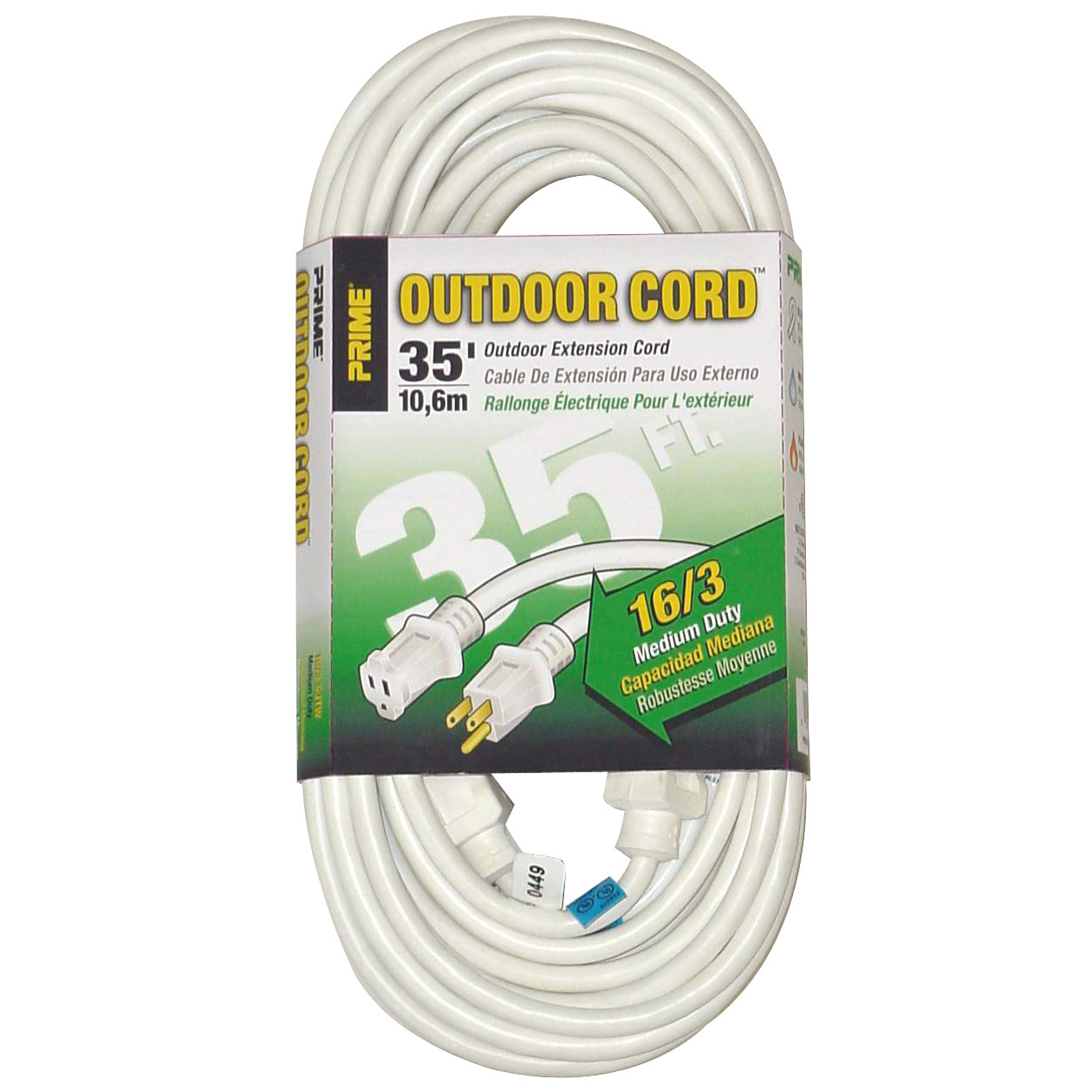 EC883627 35-Foot 16/3 SJTW Patio and Deck Extension Cord, White