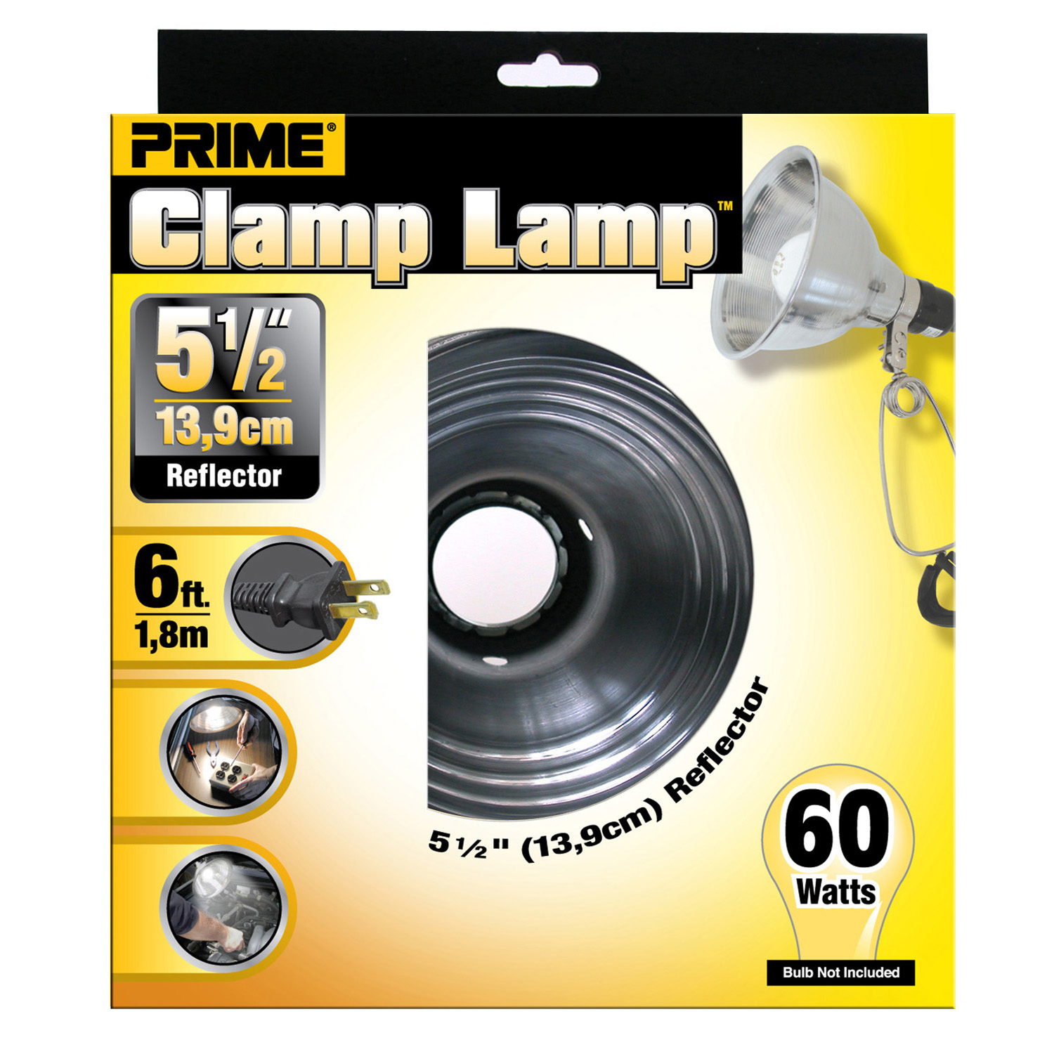 CL060506 Reflector Clamp Lamp With 6-Feet 18/2 SPT-2 Cord, 5.5-Inch
