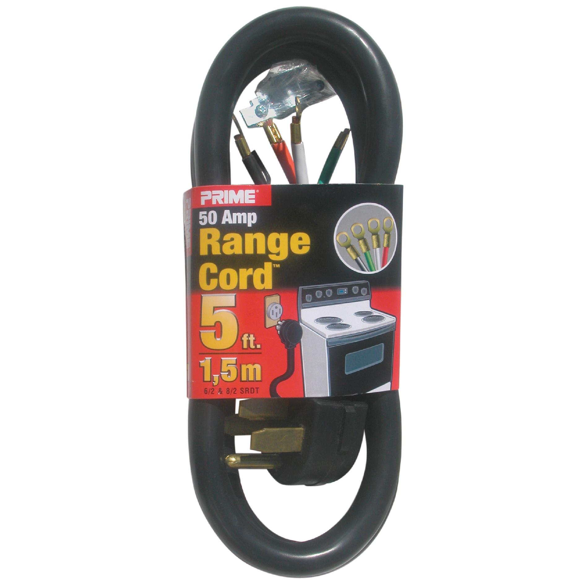 RD628205 3-Pole 4-Wire SRDT 50A 125/250-Volt Range Cord, Black, 5-Feet