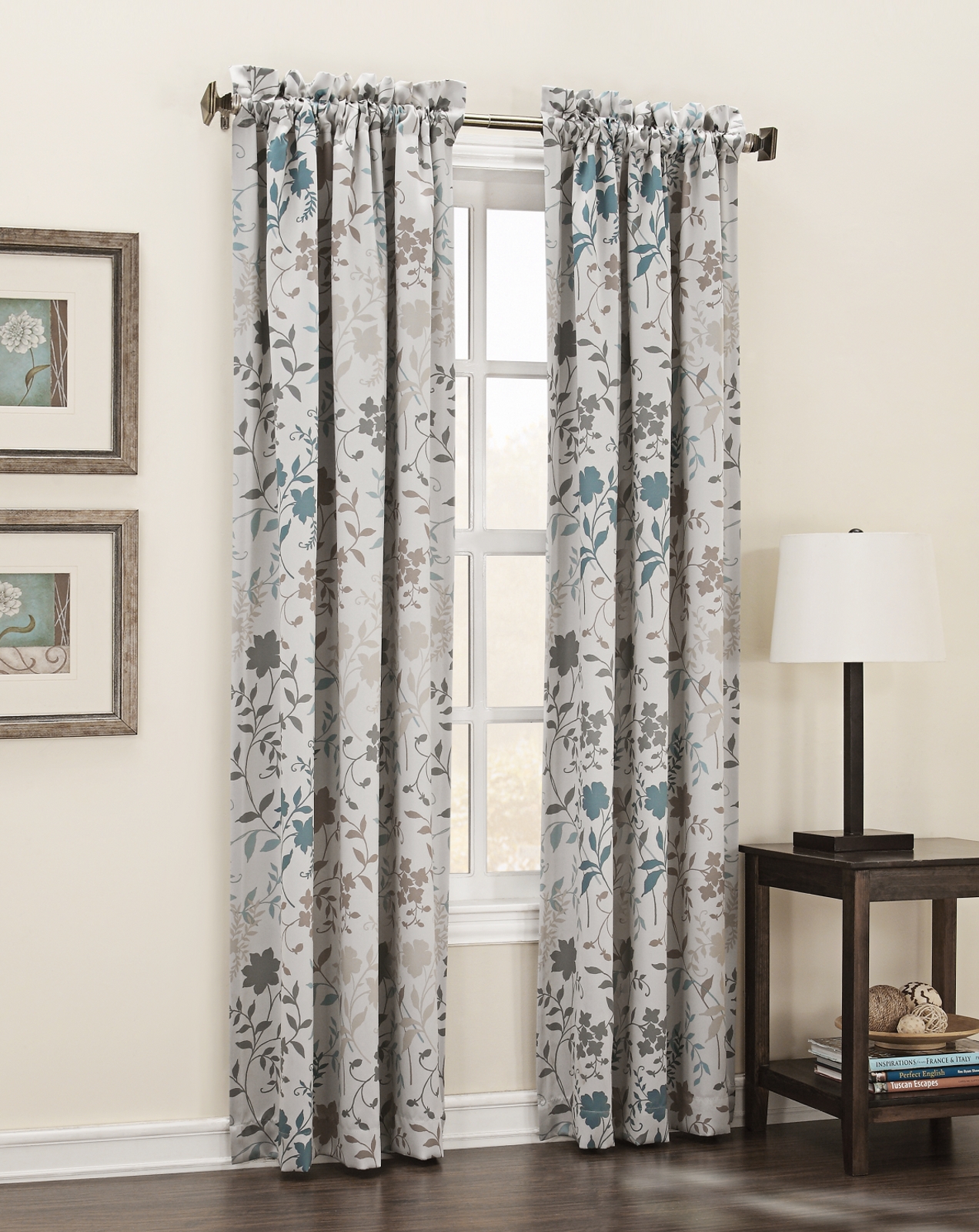 Logan Leaf Print RoomDarkening Panel Pair Energy Efficient at Kmart