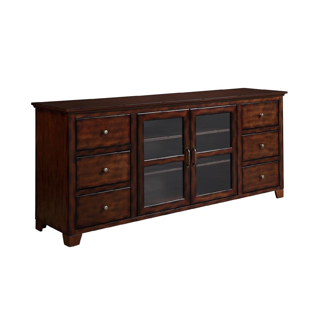 70 in. Highboy Style Brown Wood TV Stand