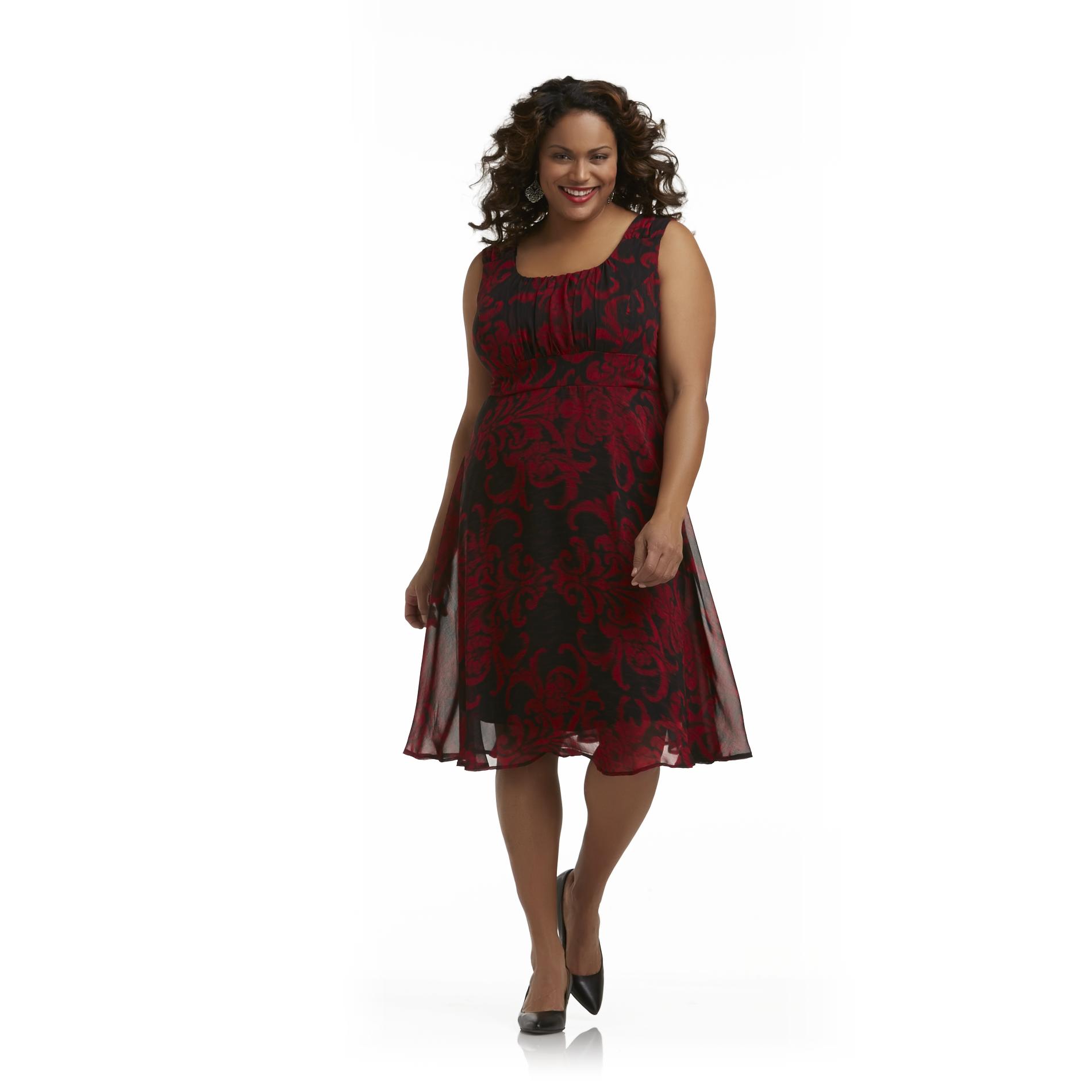 ... Apparel Women's Plus Sleeveless Chiffon Dress - Floral at Sears
