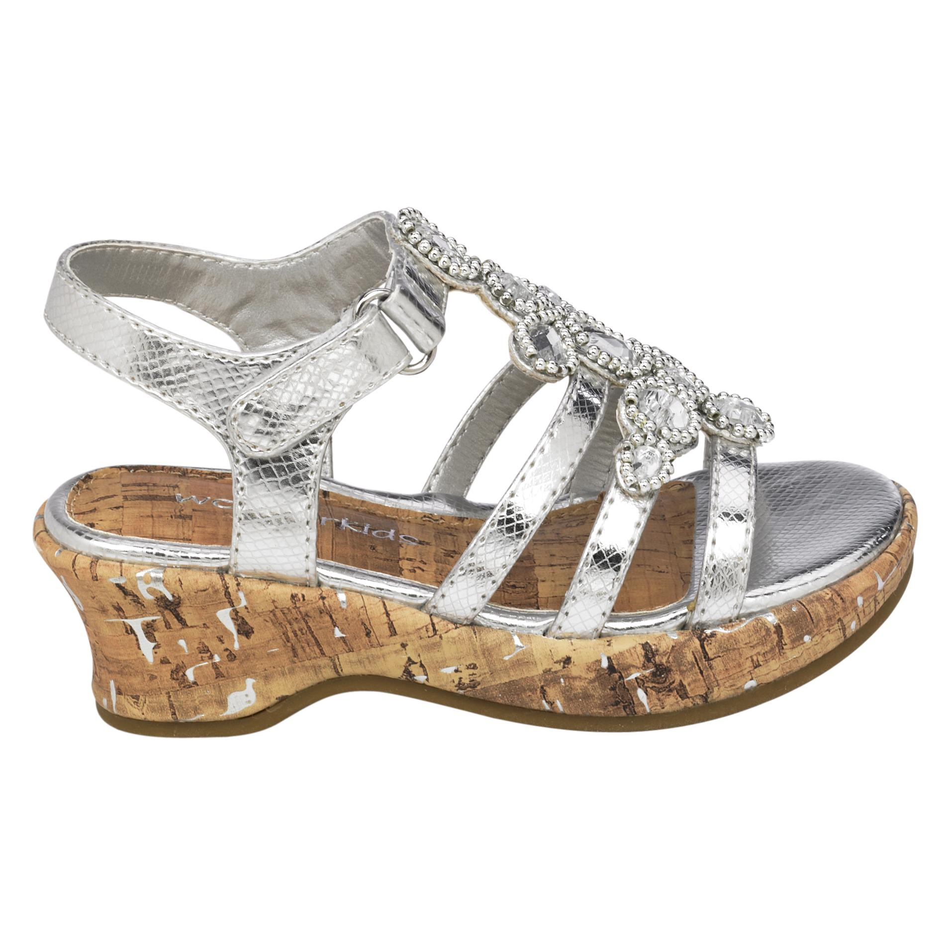 Toddler Girl's Sandal Beula Jeweled Wedge - Silver - Clothing, Shoes ...