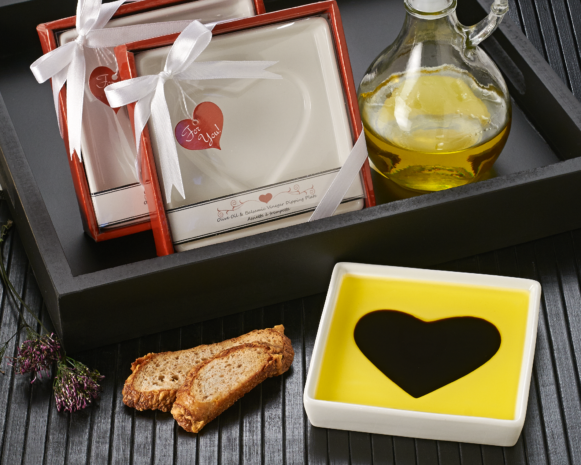 "Love Infused" Olive Oil and Balsamic Vinegar Dipping Plate [Case Pack of 48]