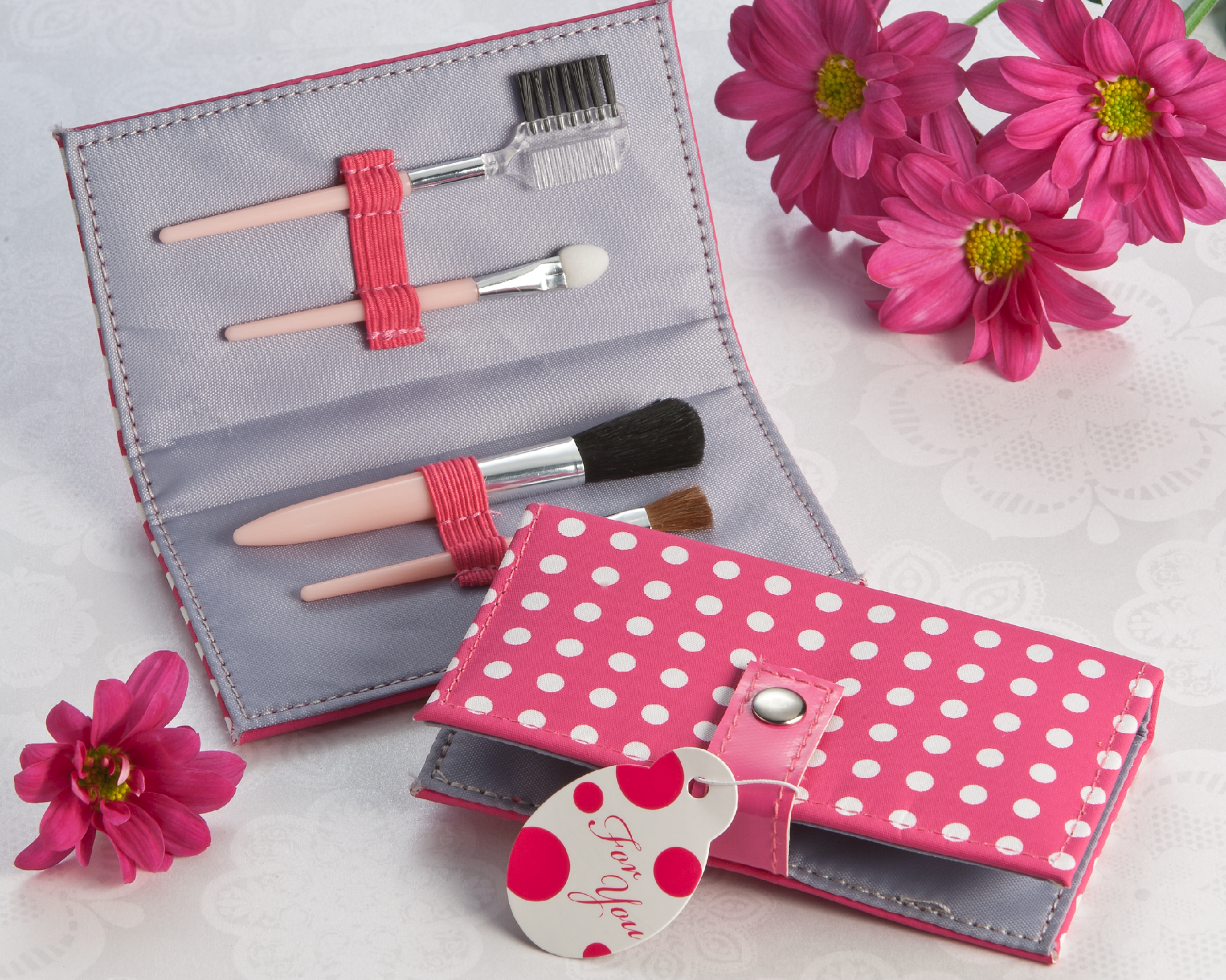 "Pretty in Pink" Polka Dot Makeup Brush Kit [Case Pack of 96]