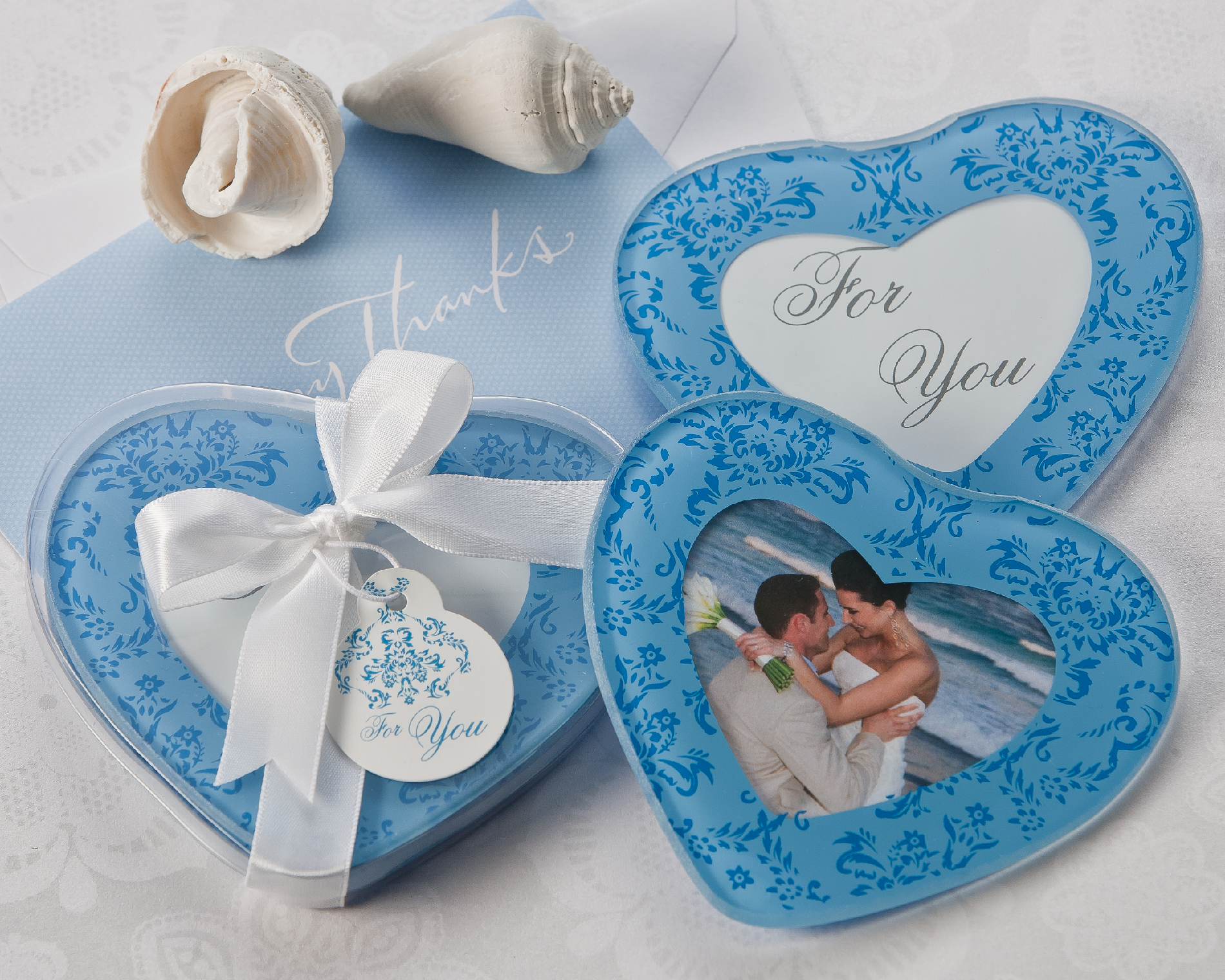 "True in Blue" Heart Glass Photo Coasters (Set of 2) [Pack of 25]
