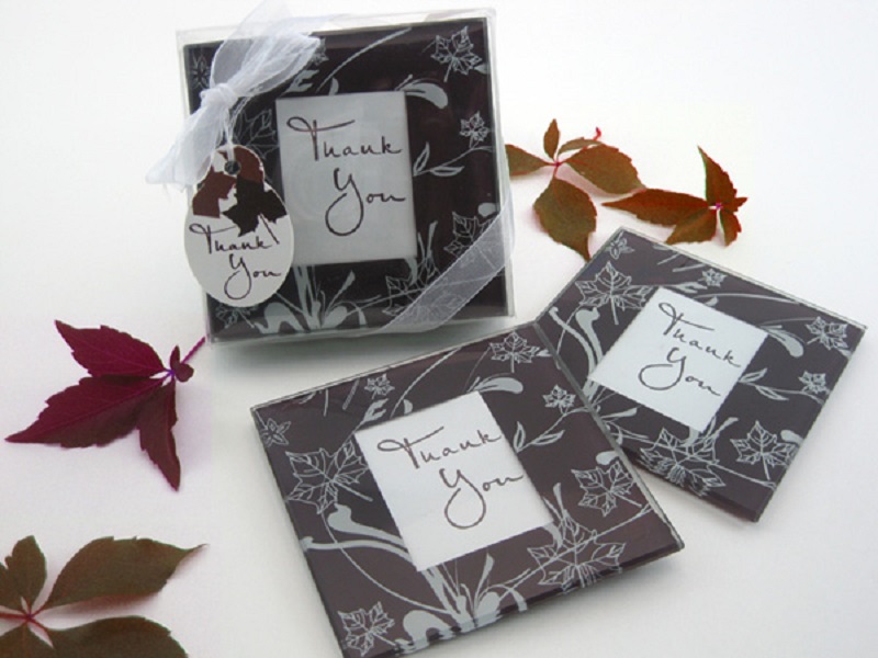 "Falling Leaves" Leaf Themed Glass Photo Coasters (Set of 2) [Pack of 25]