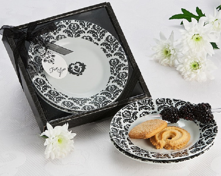 "Dramatic Damask" Party Dish Favor (Set of 2) [Pack of 12]