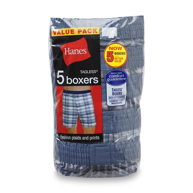 Hanes Men's 5Pack Boxer Shorts Plaid
