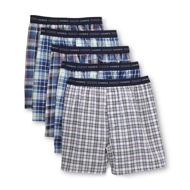 Hanes Men's 5Pack Boxer Shorts Plaid
