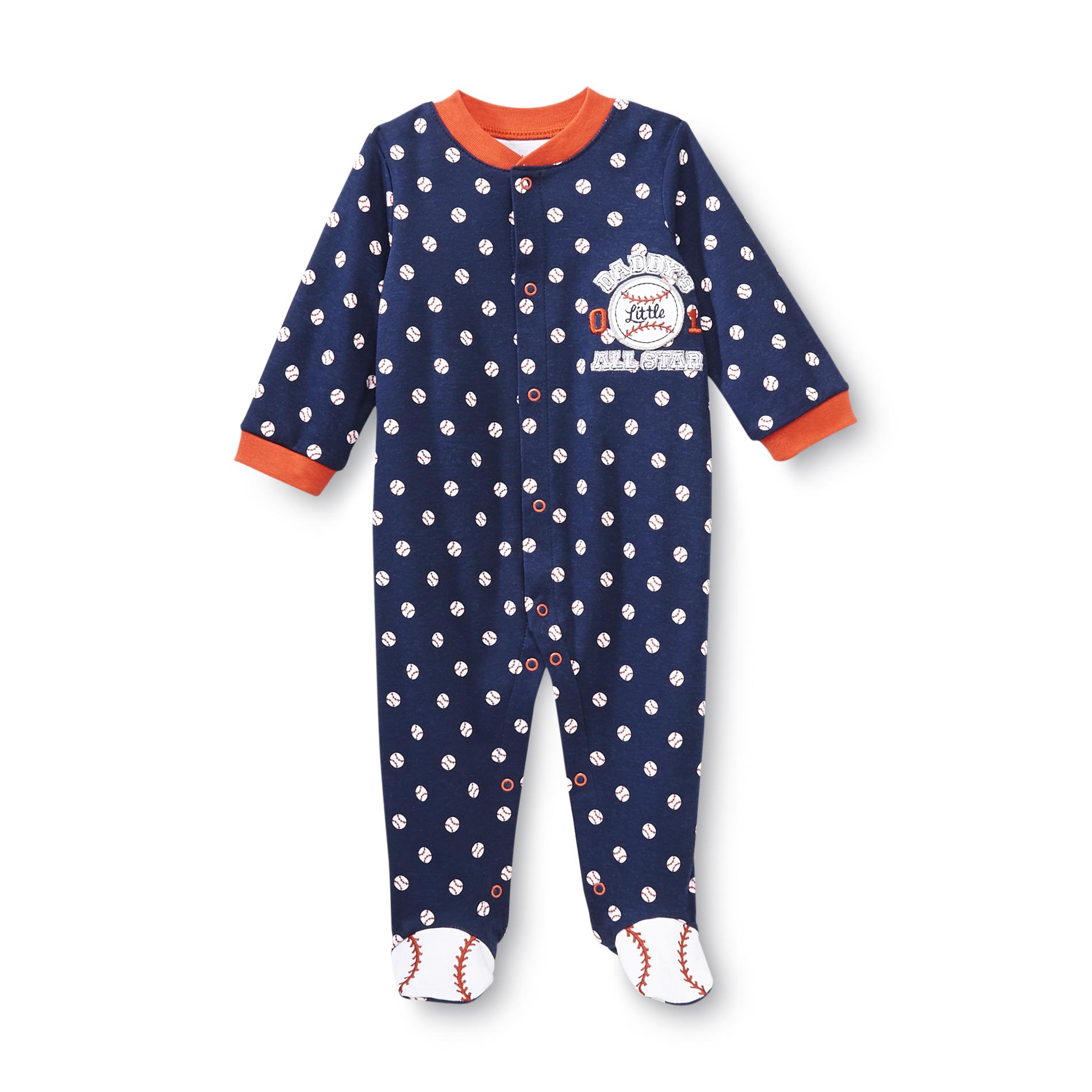 Small Wonders Newborn Boy's Sleeper Pajamas Baseball
