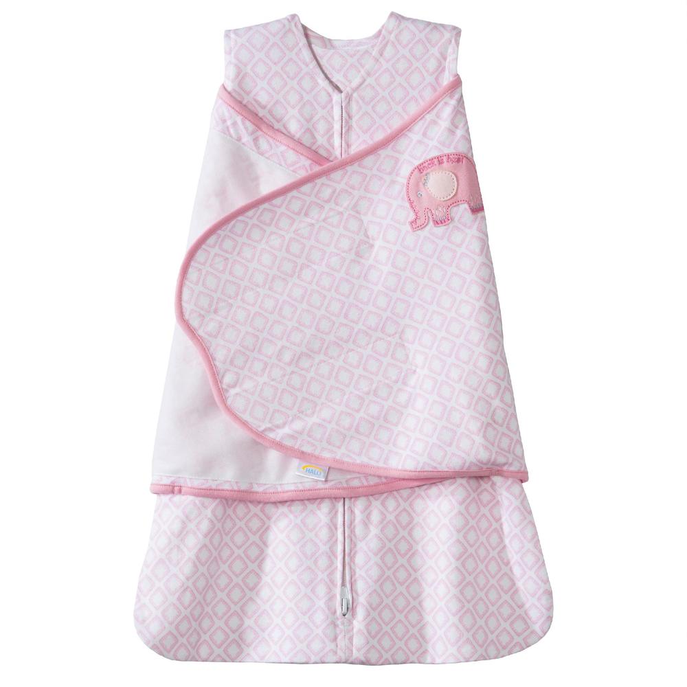 SleepSack Swaddle, 100% Cotton - Pink Elephant (Small)