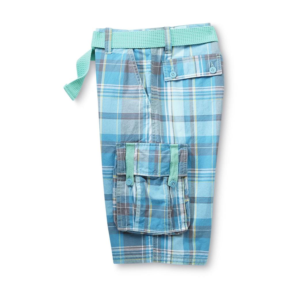 Boy's Belt & Cargo Shorts - Plaid