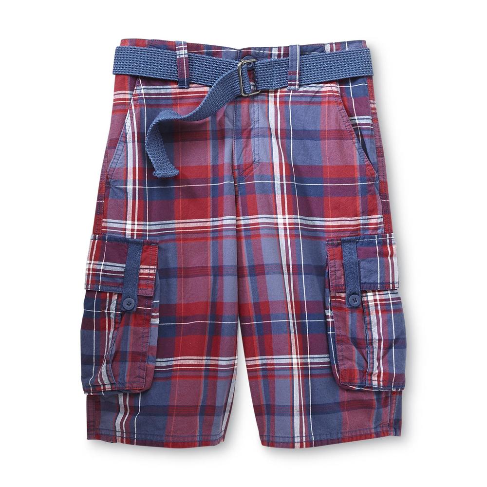 Boy's Belt & Cargo Shorts - Plaid