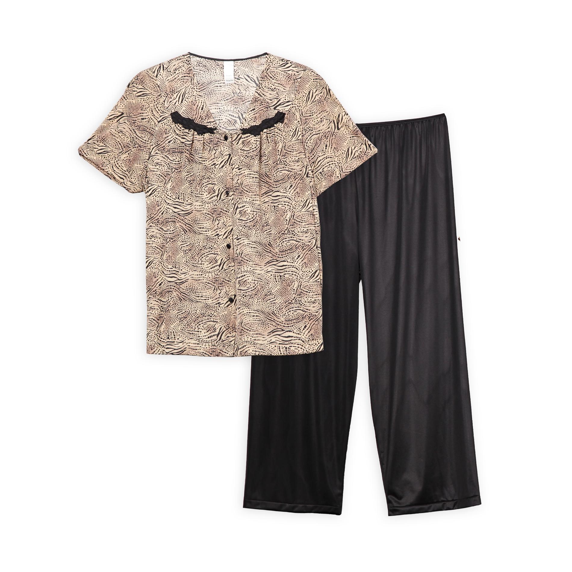 Vanity Fair Women's Plus Shortsleeve Pajama Set Animal Prin...