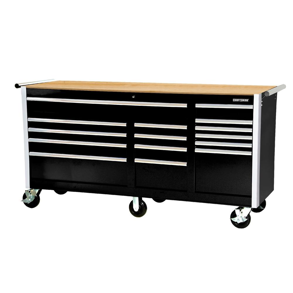75" 15-Drawer Ball Bearing Slides Cabinet With Hard Wood Top, Black- includes Free Shipping
