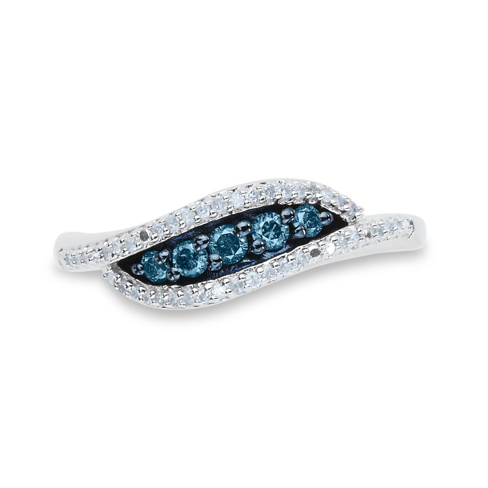 1/4 ct Blue and White Diamond Ring