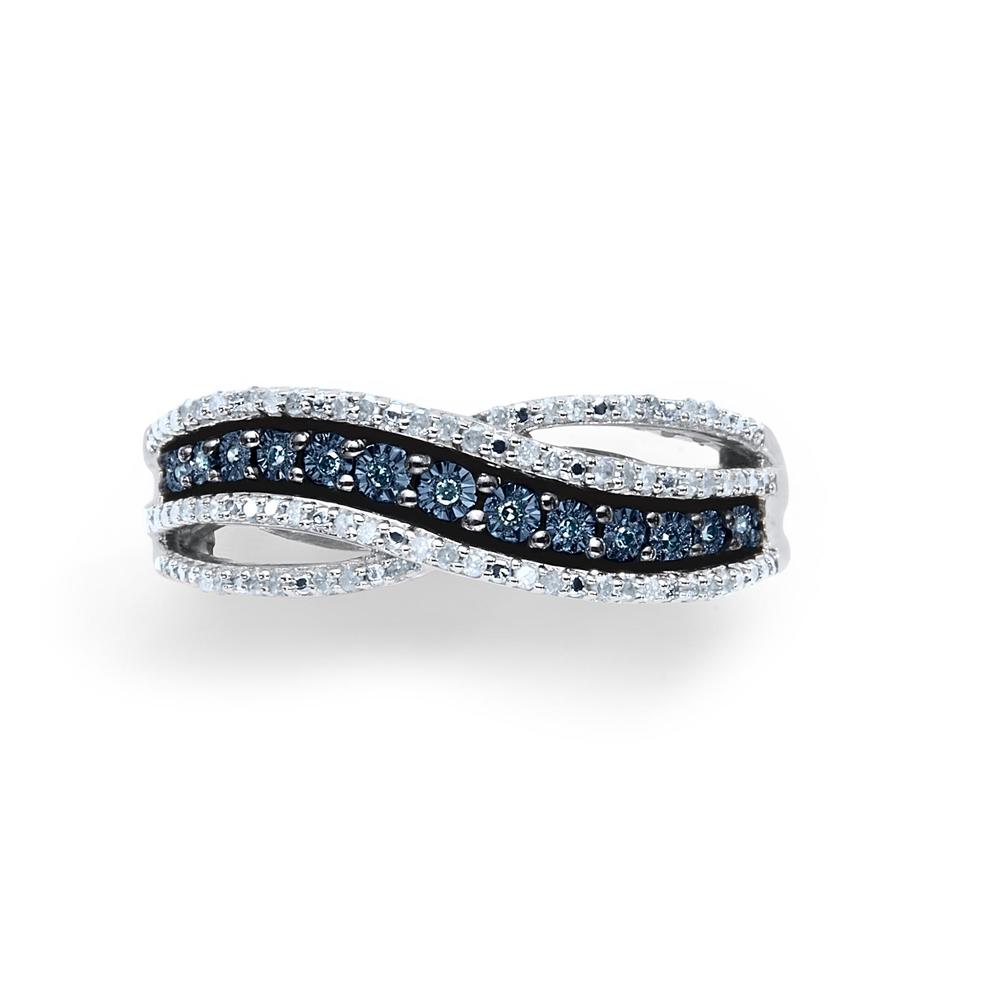 1/5 Cttw. Blue & White Diamond Sterling Silver Curve Ring