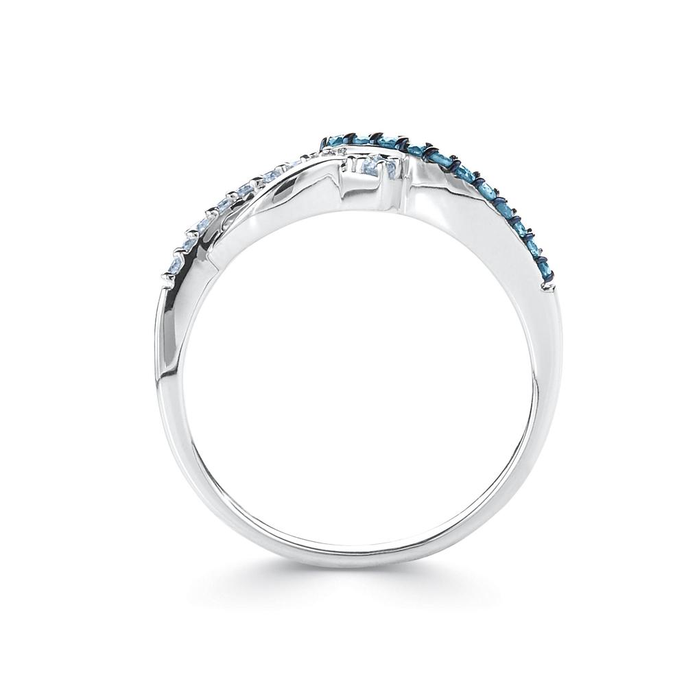 1/4 Cttw. White & Blue Diamond Sterling Silver Ring