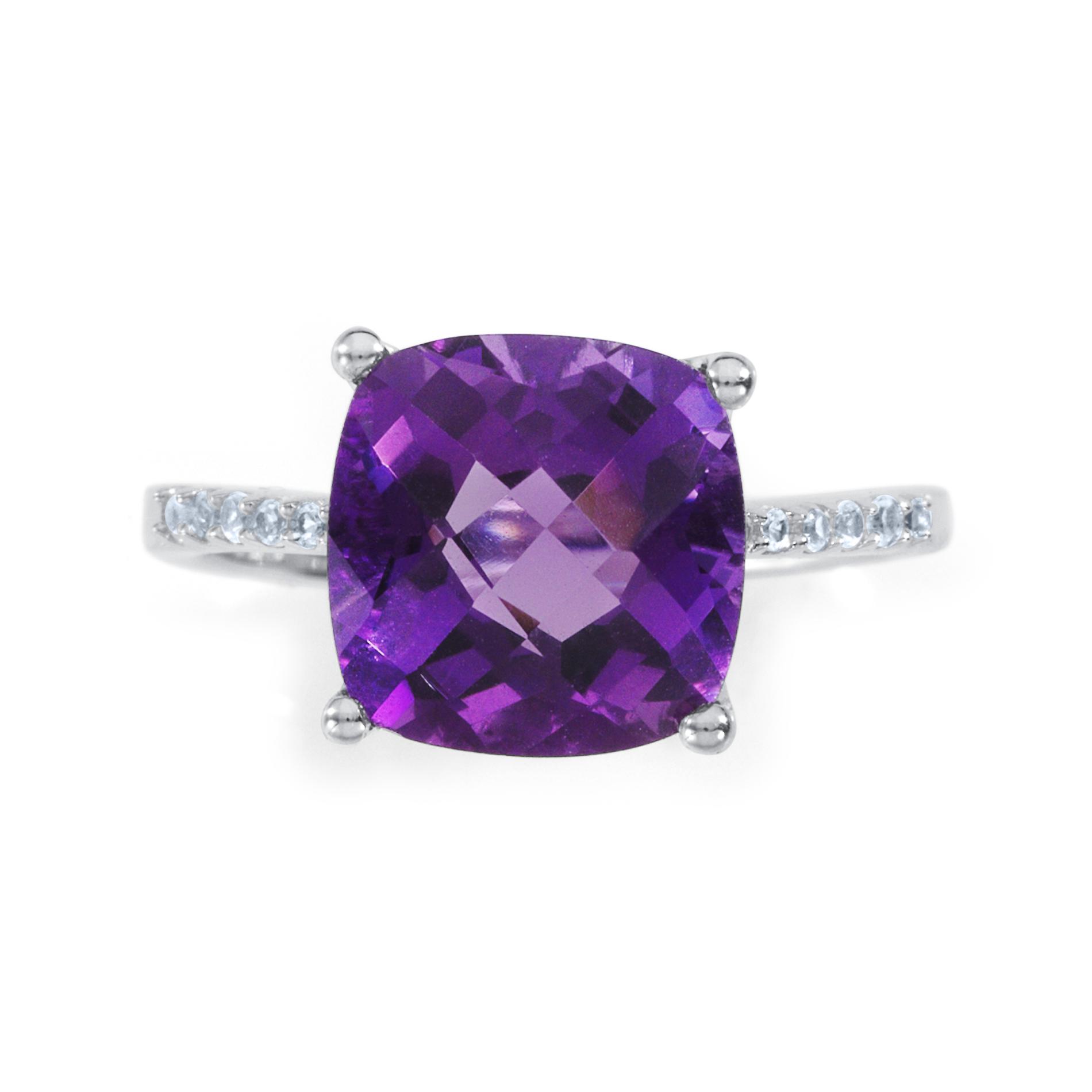 Sterling Silver Lab Created Amethyst Ring