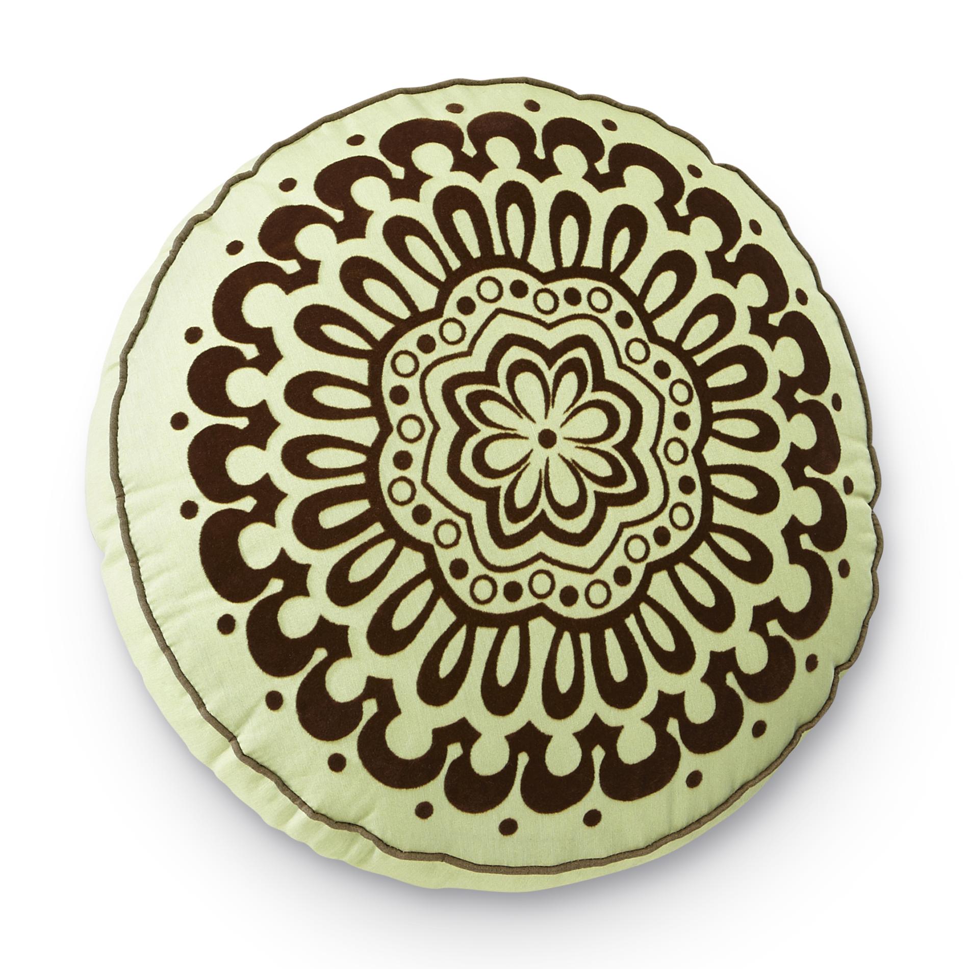 Cannon Round Flocked Velvet Damask Decorative Pillow - Home - Bed & Bath - Bedding - Decorative ...