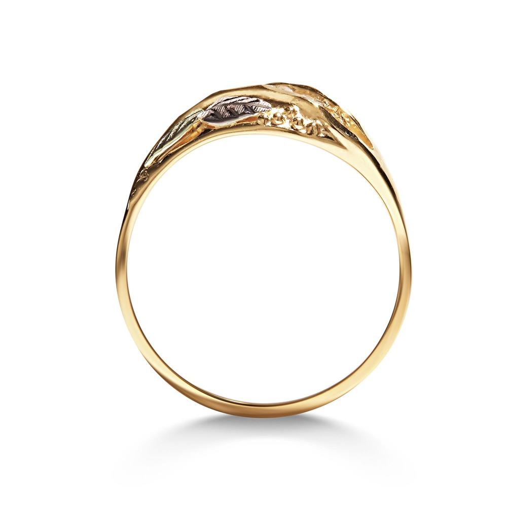 10K Tricolor Black Hills Gold Diamond Swirl Ring