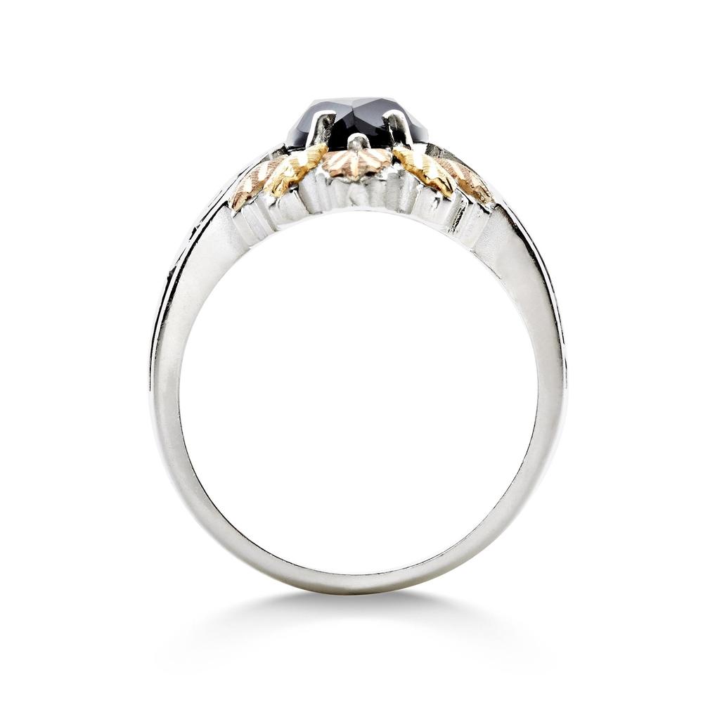 Onyx Sterling Silver 12K Black Hills Gold Marquise Ring