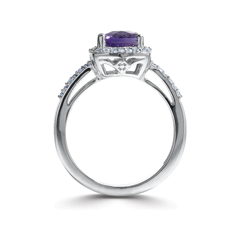 Lab Created Amethyst & White Sapphire Sterling Silver Cushion Cut Ring