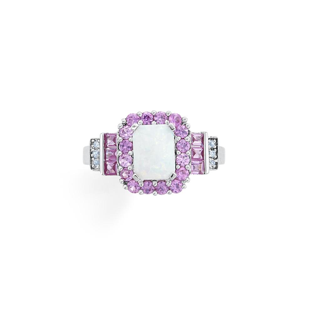 Lab Created Opal & Lab Created Pink Sapphire Sterling Silver Ring