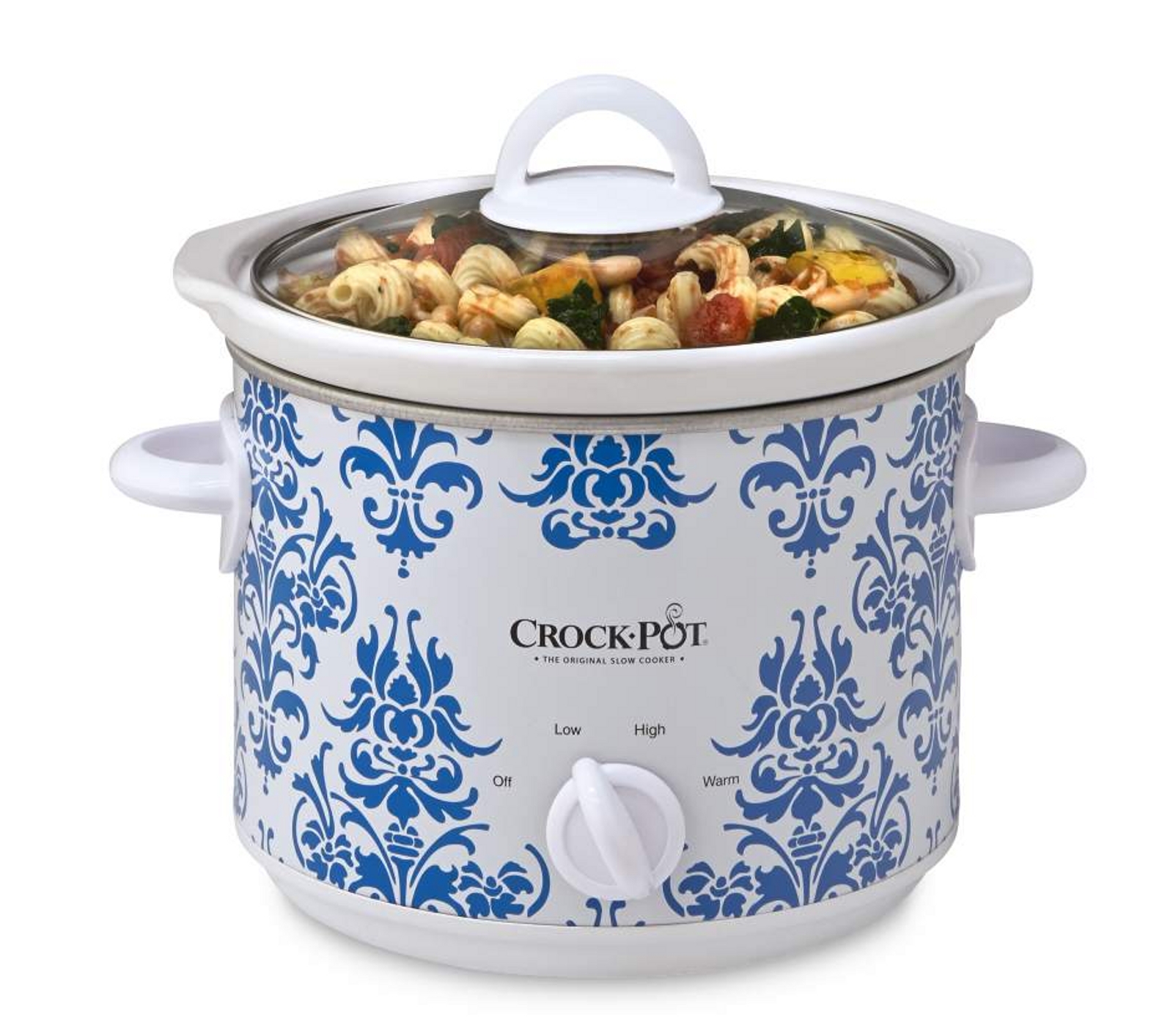 Crock Pot 3 Quart Manual Slow Cooker, Blue Damask