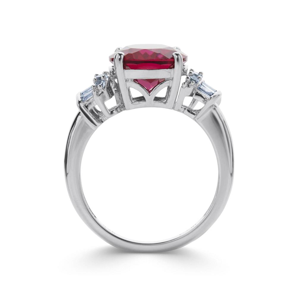 Lab Created Ruby & White Sapphire Sterling Silver Oval Cut Ring