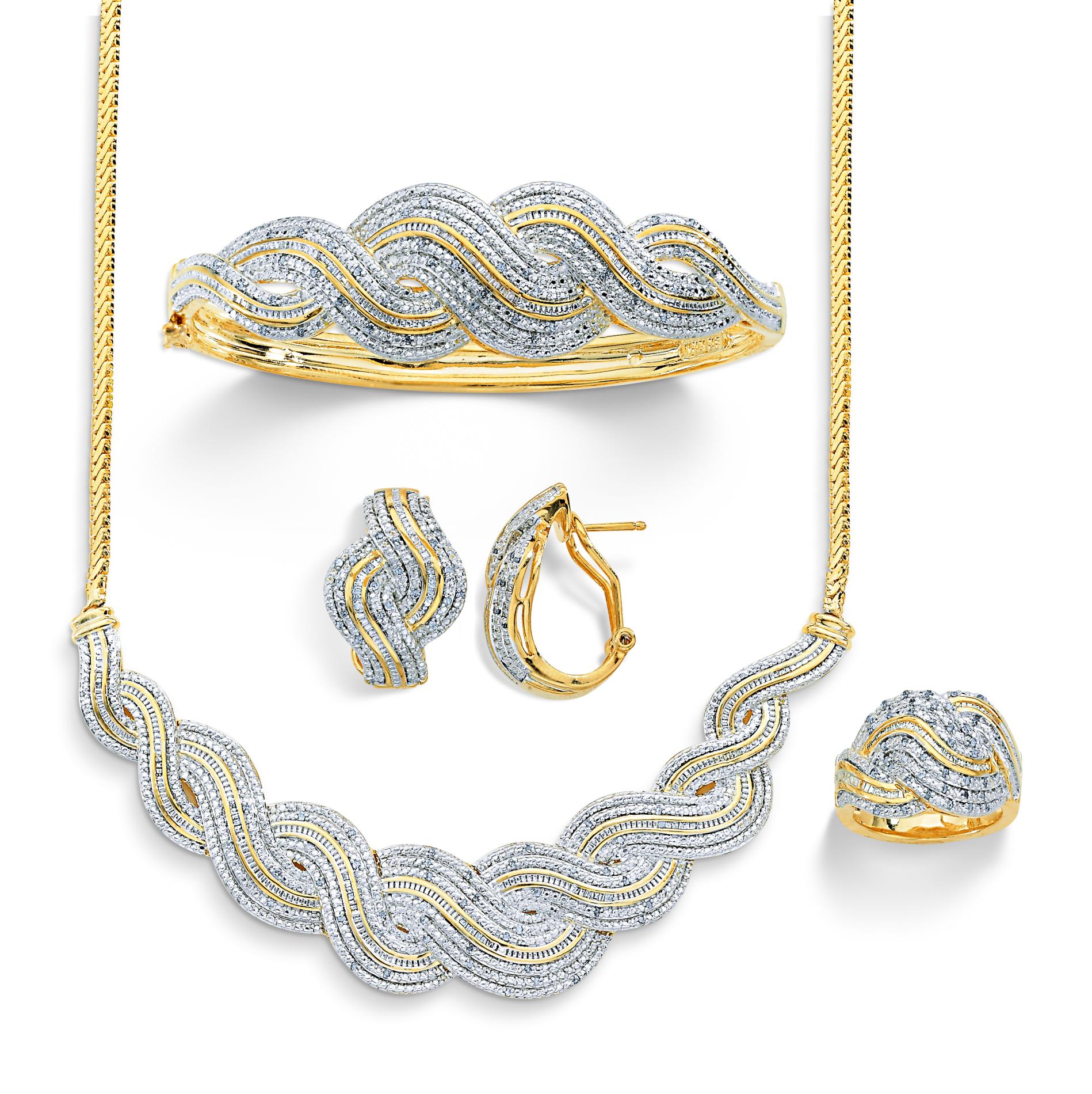 4 Piece 2 Cttw. Diamond Necklace  Ring  Earrings & Bracelet Set