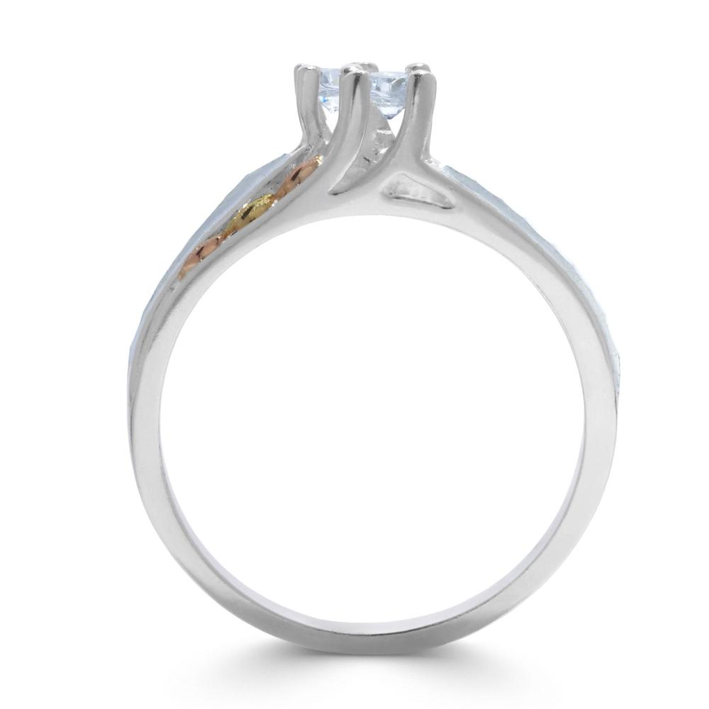 Cubic Zirconia Sterling Silver & 12K Black Hills Gold Ring