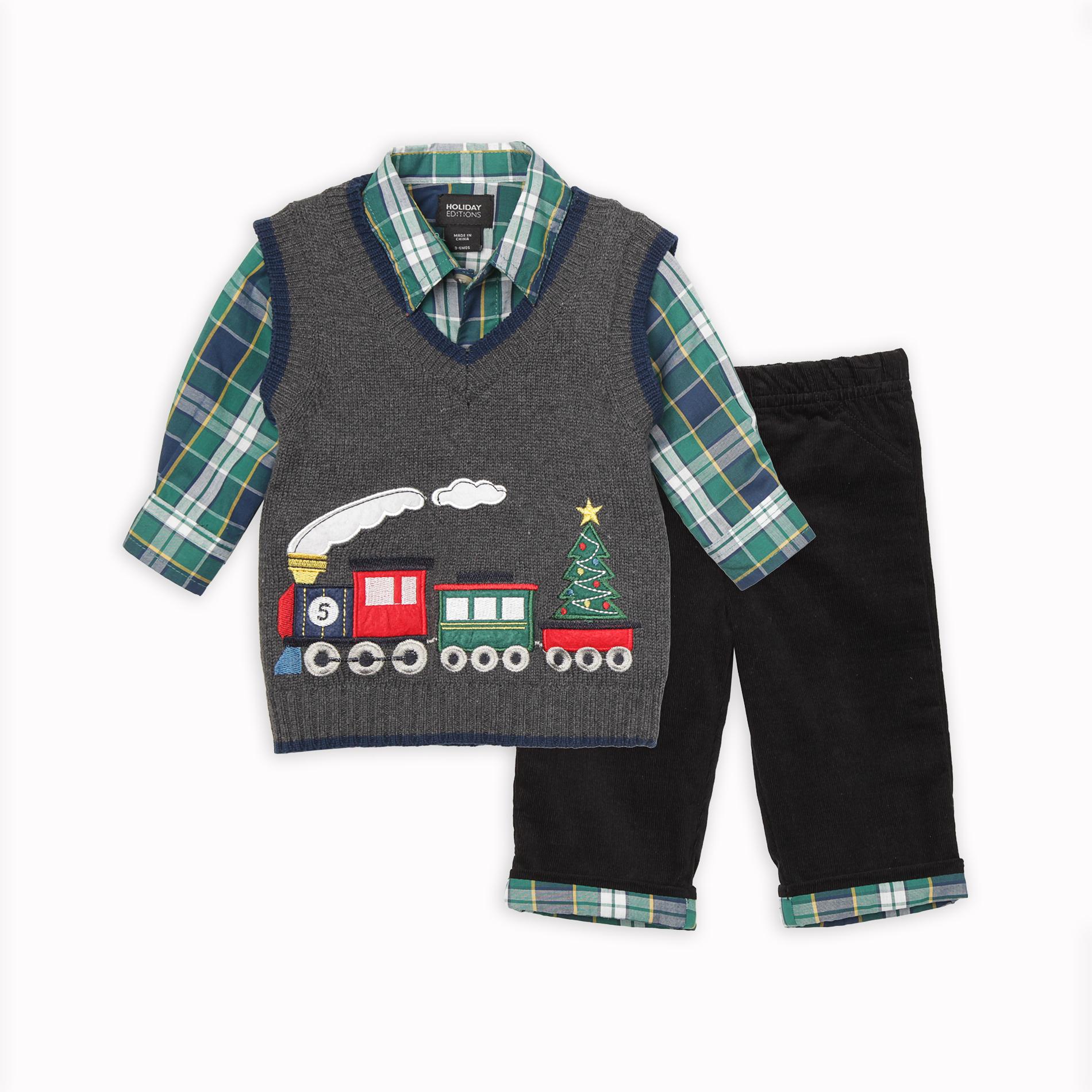 Holiday Editions Newborn Boy's Easter Sweater Vest Set Argyle Baby